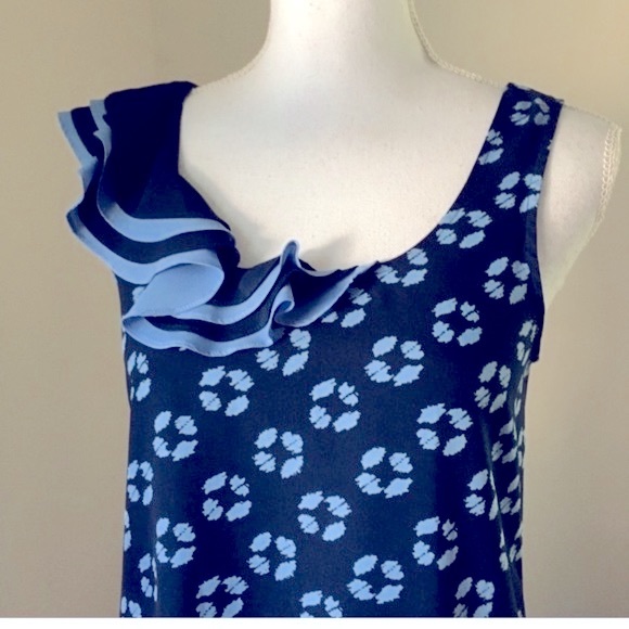 Anthropologie Odille blue ruffle shoulder tunic dress - Picture 3 of 8